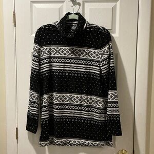 Lands' End Black and White Turtleneck Sweater Tunic Size Medium